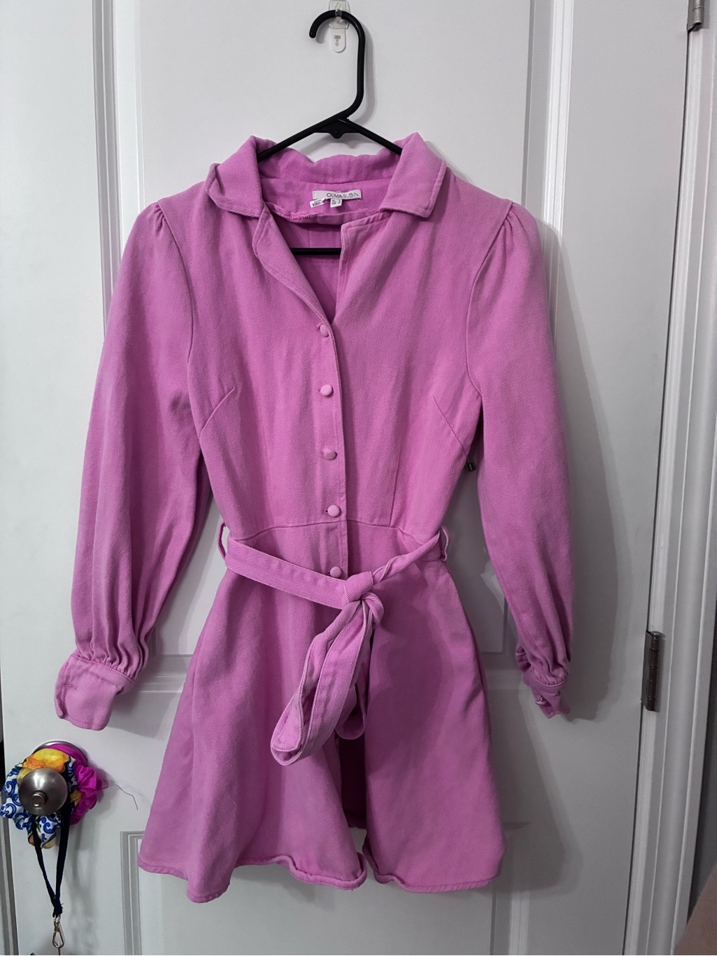 Olivia Rubin Pink Leather-Trim Label Detail